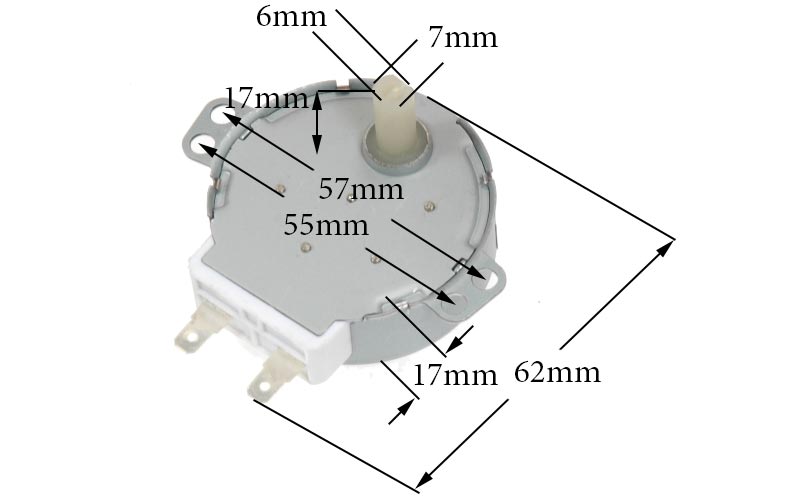 Μοτέρ 220volt, 4watt με μειωτήρα 5 / 6rpm περιστροφής δίσκου φούρνου μικροκυμάτων...